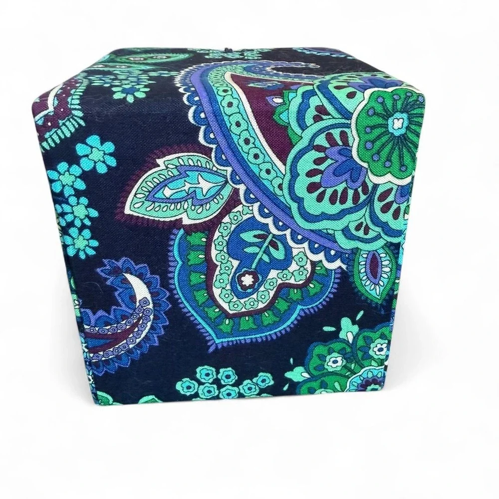 Vera Bradley Blue Rhapsody glass ornament with purple, green teal floral paisley